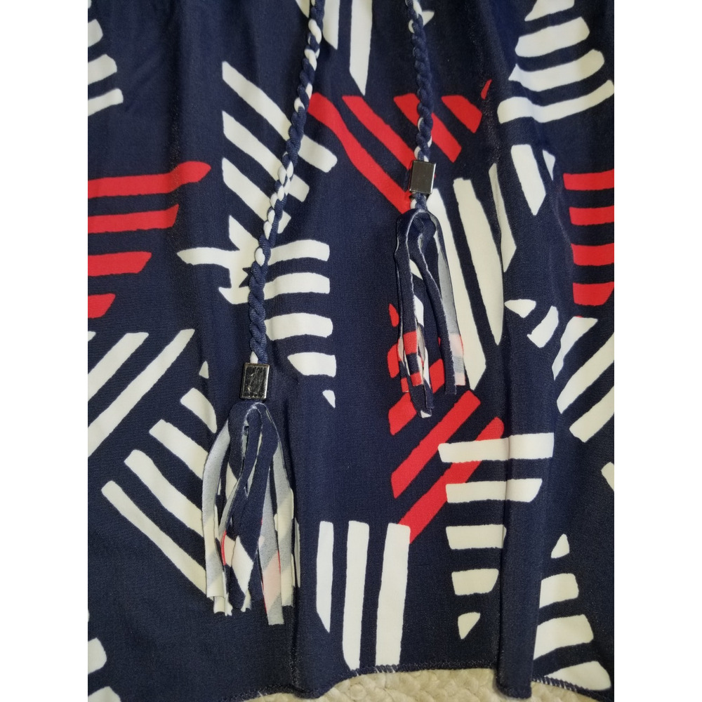 Womens Swim Suit-D&CO-blue/red geometric tankini top handkerchief multiway-22W - Picture 3 of 8